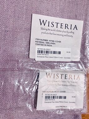 3 WISTERIA Lavender Pillow Covers  European 100% Flax Linen Decor NEW
24” x 16”